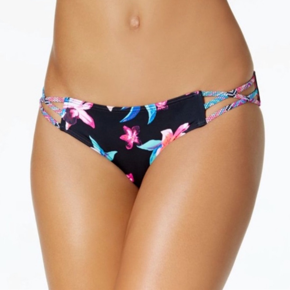 Sundazed Stunner Floral Hipster Bikini Swim Bottom Size Black Pink Large